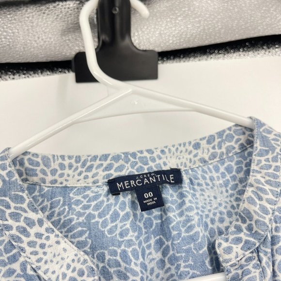 J. Crew Mercantile Romper Blue White Three-Quarter Sleeve Printed Preppy Size 00 - Picture 3 of 9